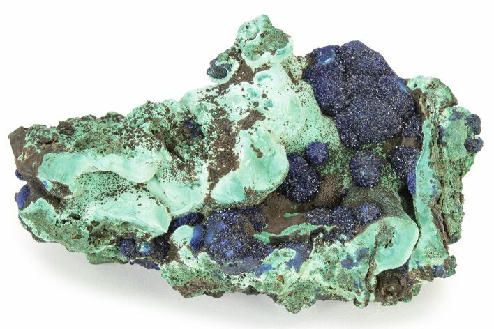 Vibrant-Blue Azurite on Fibrous Malachite - China #236666